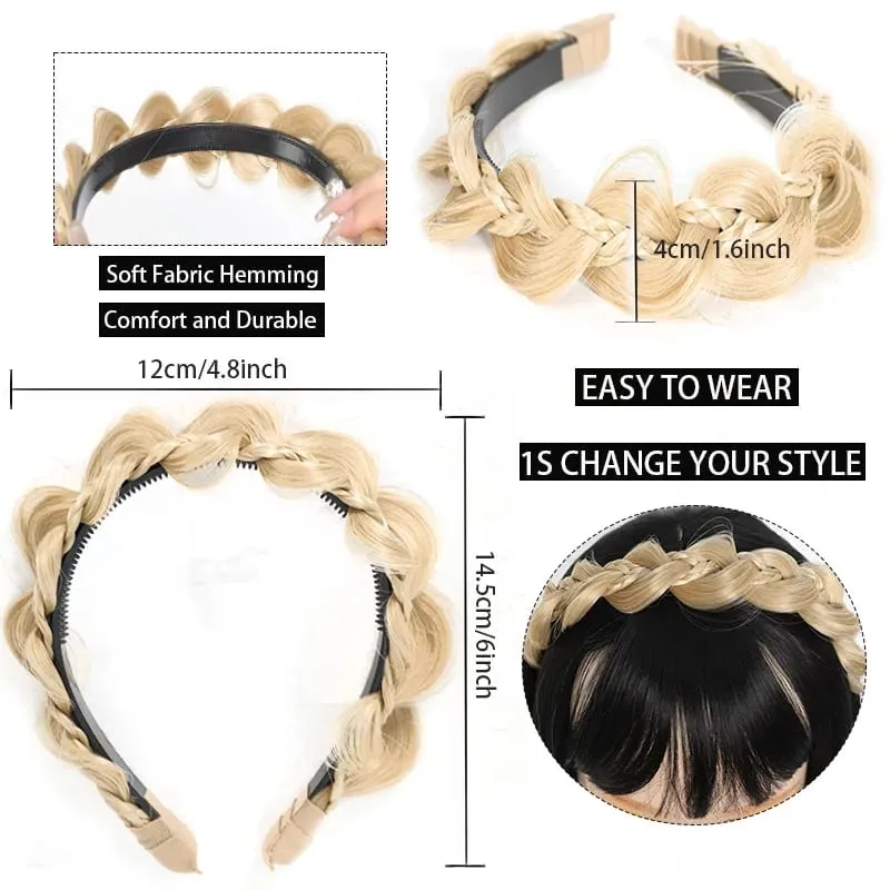 Twist Braid Headband Synthetic Fishbone Braid Wig Headband 1pc Non-Slip Twist Braid Hair Hoop Hair Accessories For Women Girls — image 5