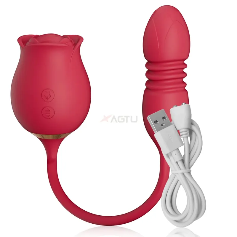 Vibratore per succhiare la rosa per le donne Stimolatore del clitoride del clitoride Punto G Spinta Dildo Vibrante Masturbatore femminile Massaggio Giocattolo del sesso per adulti — image 9