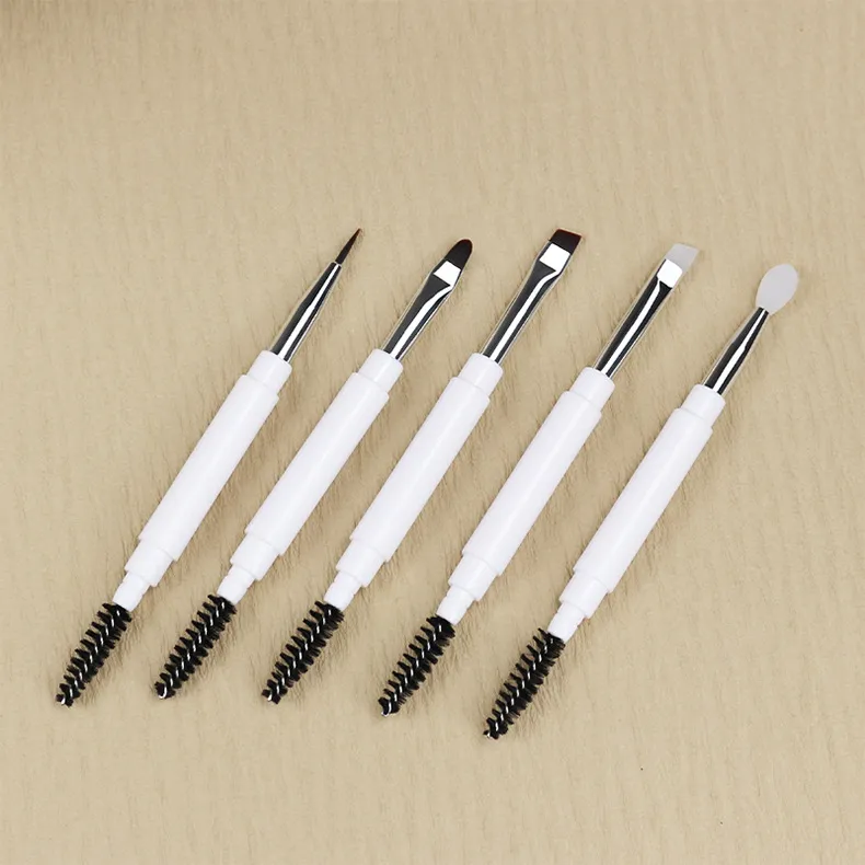 Dwustronne przenośne pędzle do makijażu Rozmiar podróżny Pędzle do makijażu Cienie do powiek Eye Brow Crease Niezbędne narzędzia kosmetyczne z pokrywką — image 1