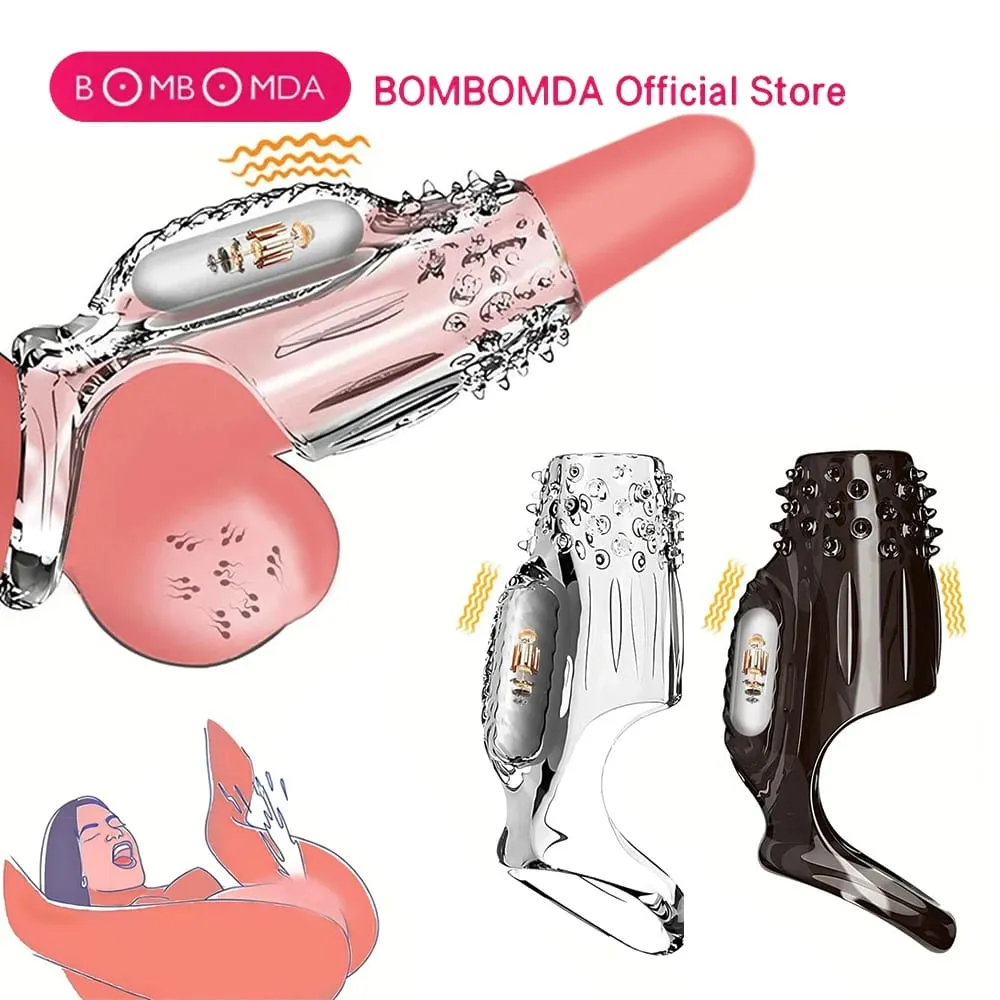 Penis Sleeve Extension Condom Male Enlargement Delay Vibrator Clits Massager Cock Ring Vibrating Penis Cover Mga Sex Toys Para sa Mga Lalaki — image 1