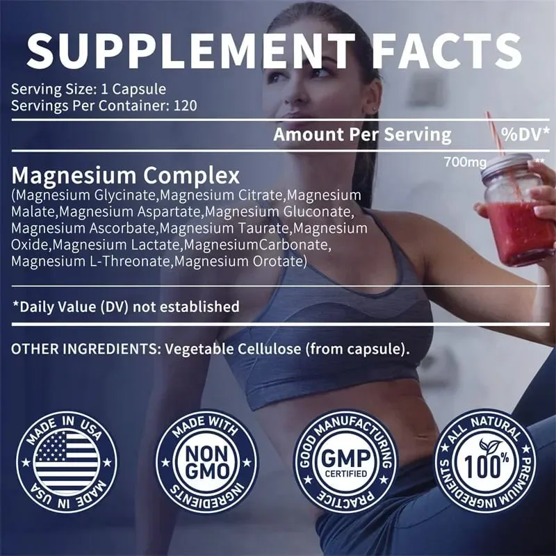 Magnesium Complex -Supports Muscle Bone and Joint Health Relieves Stress Maintains A Good Mood and Promotes Overall Health