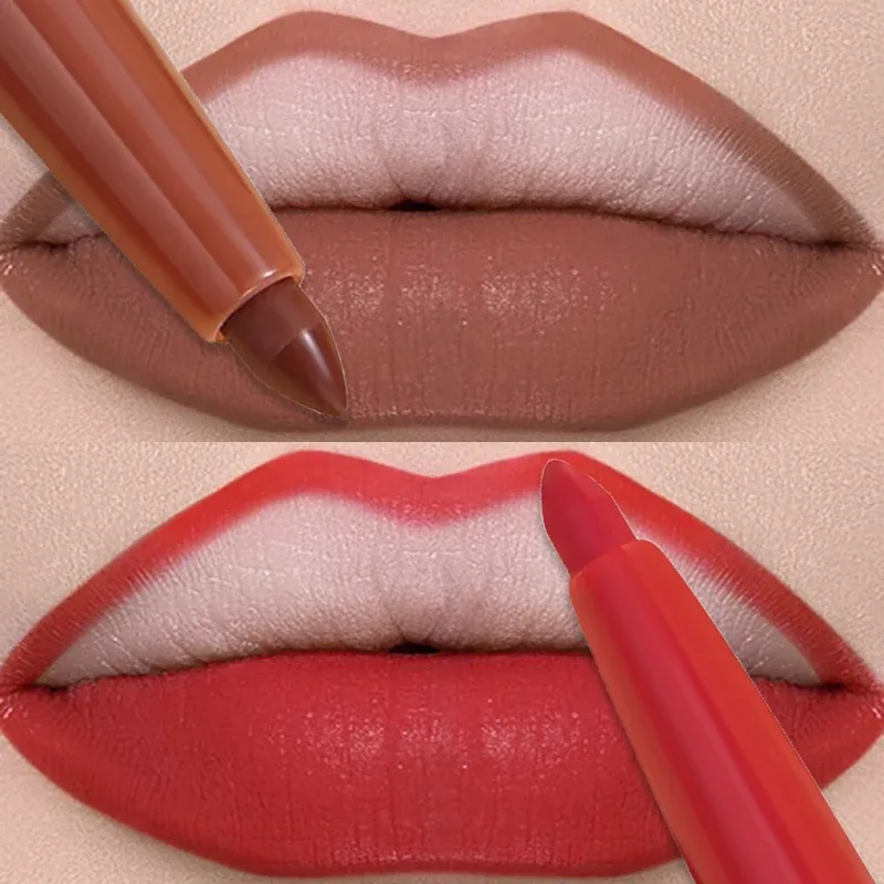 Matte Lip Liner Lipstick Pen Rotating Not Easy To Fade Rose Gold Lipliner Pencil Waterproof Non-Stick Cup Brown Lipliner Makeup — image 4