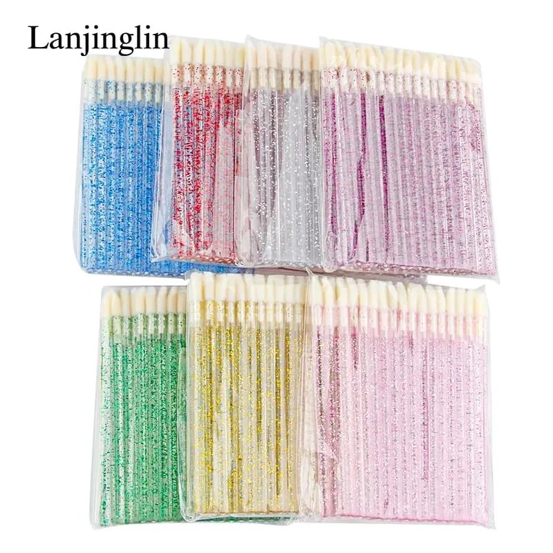 Hot Sale 50 Pcs Crystal Lip Brush Removing Cleaning Mascara Applicator Makeup Lip Brushes for Eyelash Extension Tools maquillaje — image 1
