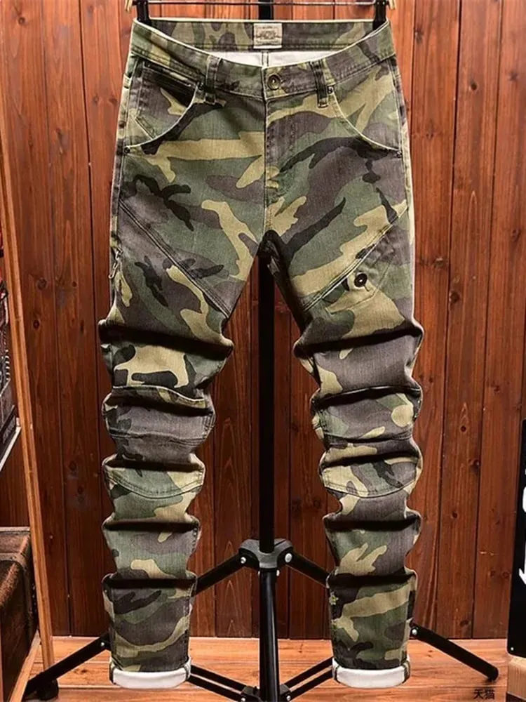 Spring and Autumn New Fashion Camouflage Straight Stretch Small Legs Men's Casual Comfortable Breathable High-Quality Jeans 36 — image 3