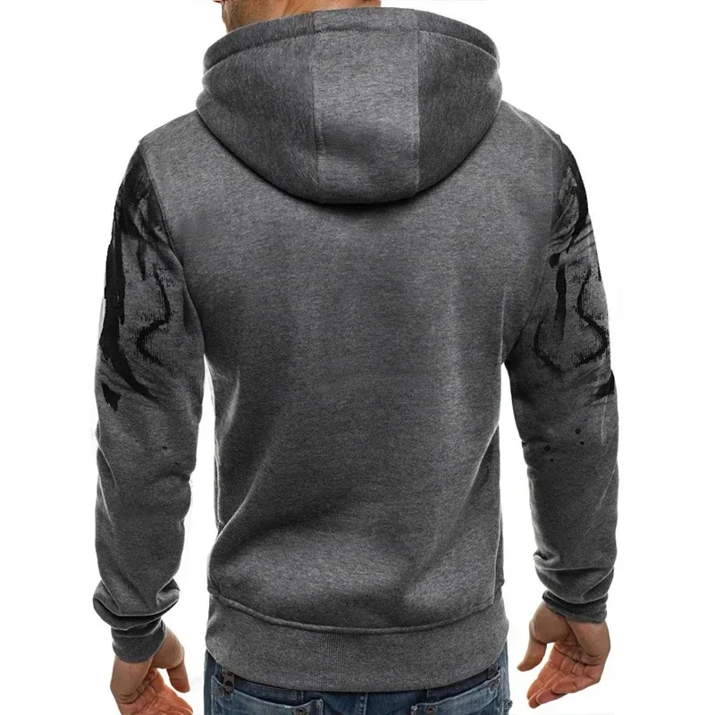 Gradient Print Men's Pullover Hooded Sweatshirt Spring Autumn Daily Fitness Sportswear Fashion Casual Hoodies Loose Clothing — image 7
