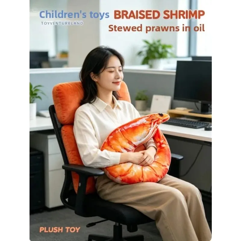 Bantal Leher Udang Lucu Bantal Perjalanan Berbentuk U Lembut Lembut Bantal Leher Simulasi 3D untuk Tidur Siang Kantor Pesawat Mobil — image 6