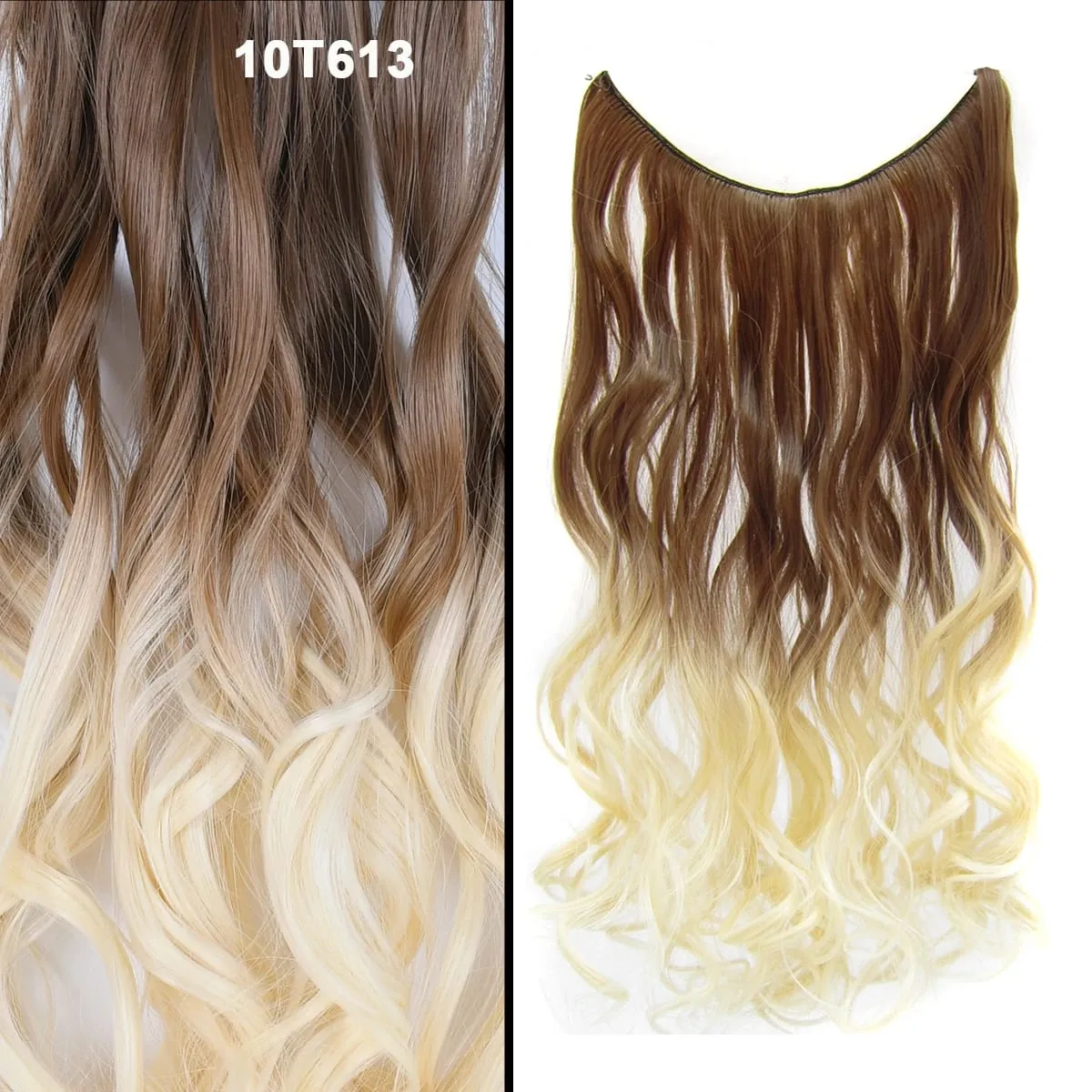 Jeedou Wavy Hair Extension Elasticity Invisible Wire Fish Line One Piece No Clips Synthetic Hairpieces Ombre Color For Ladies
