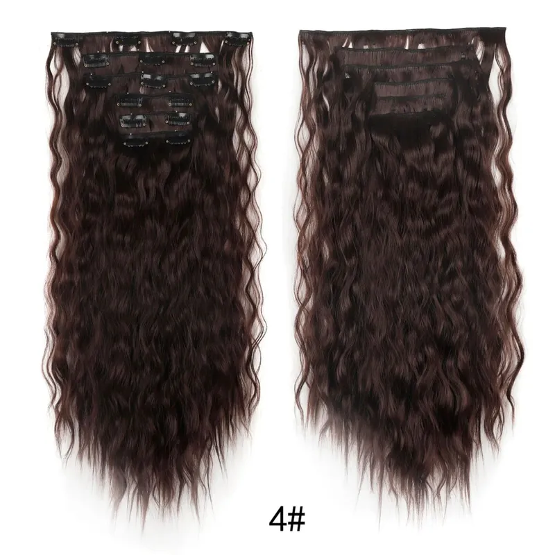 Long Curl Wave Clip In Hair Extensions 6Pcs/Set 16 Clips High Tempreture Synthetic Hairpiece Clip In Hair Extensions 24Inch — image 9