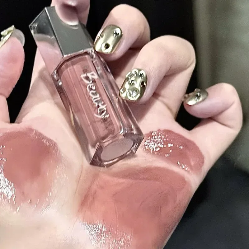 Gelo transparente marrom brilho labial hidratante batom líquido brilhante nude água luz espelho de vidro maquiagem de longa duração — image 3