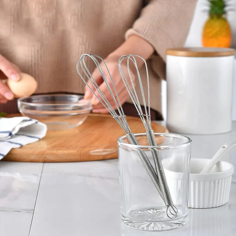 1/2pcs 3-wire Mini Stainless Steel Balloon Beater Cuisine Manual Whisk Kitchen Manual Frother Pastry Whip — image 6