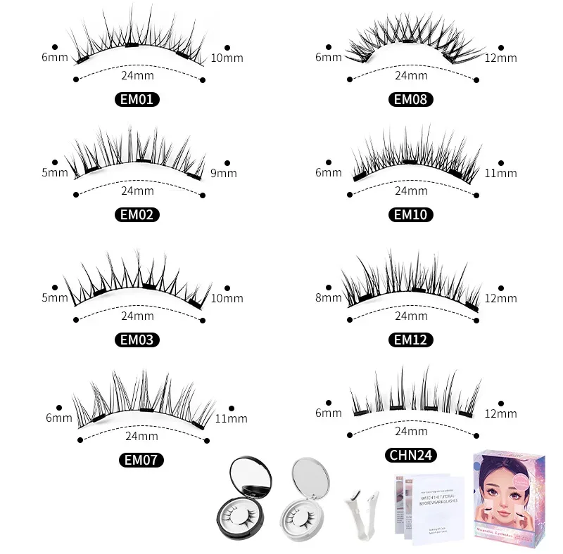 4pcs/1pair New 3 Magnetic False Eyelashes Easy To Wear Natural Soft Quantum Magnet Eye Makeup Tool With Applicater Glue Free — image 4