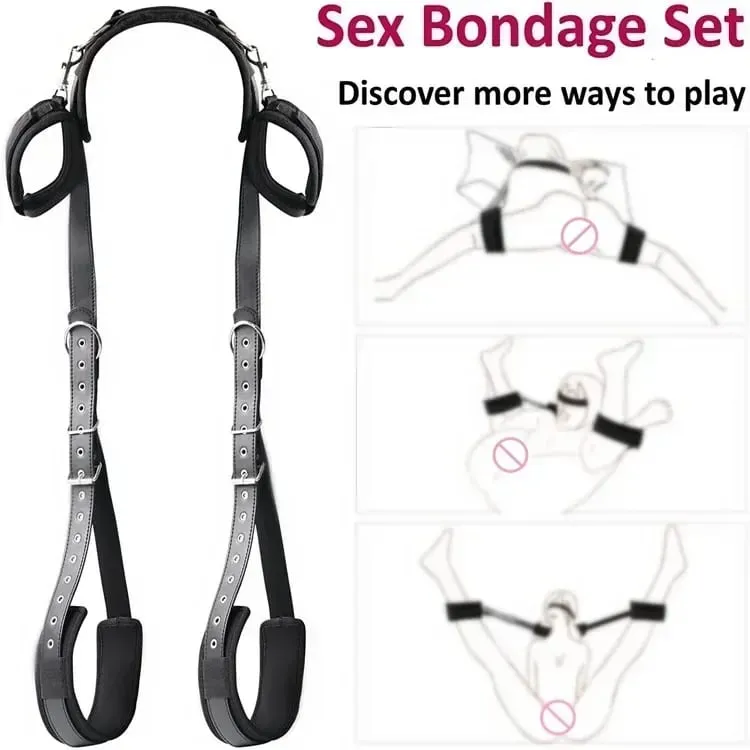 Sex Handcuffs Restraints Open Leg Ankle Cuffs SM Bondage Harness Bed Bandage Straps Slave Sex Toy Erotic Accessories Kits — image 2