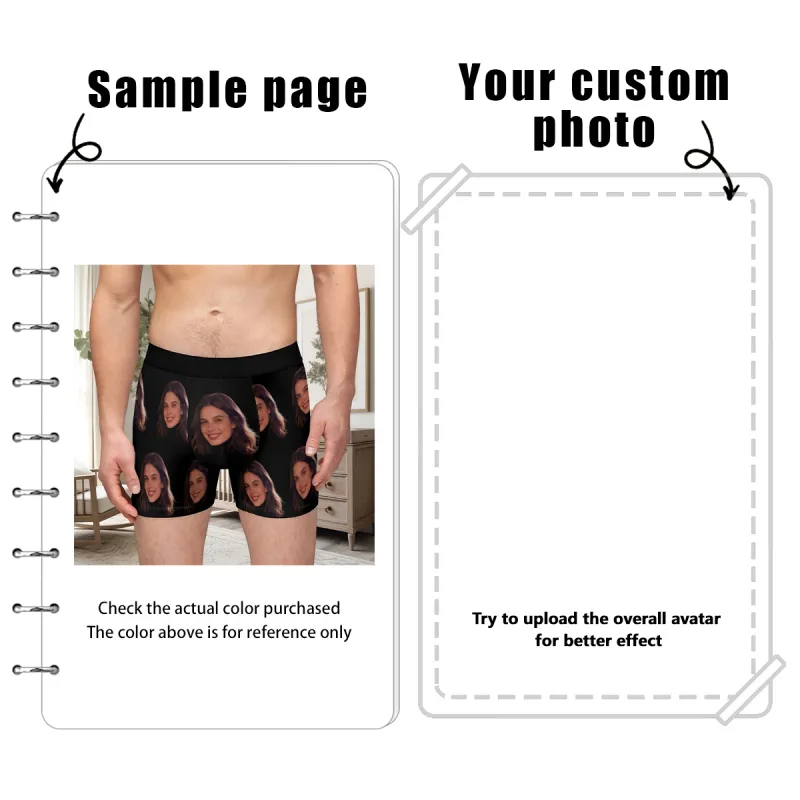 Foto del viso personalizzate, biancheria intima personalizzata, regalo di San Valentino da uomo con angoli piatti, per il marito, regalo di anniversario per il padre