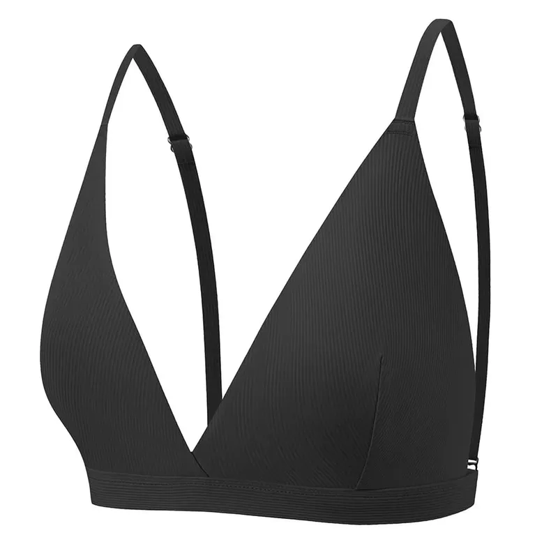 Women's Seamless Rimless Bra Ribbed Triangle Cup Underwear Briefs Set Underwear Women Set Sexy Lingerie