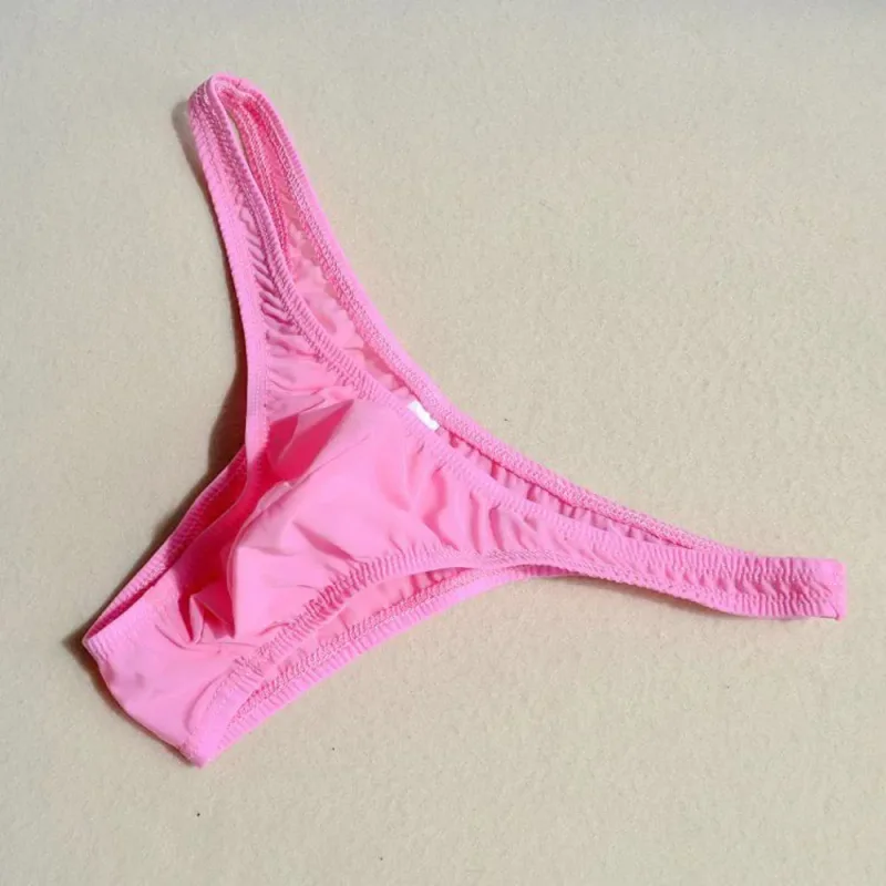 Men's Underwear T-Back G-String Briefs Sexy Breathable Ice Silk Tangas Thong Hot Porn Lingerie Fashion Low Waist Panties Male