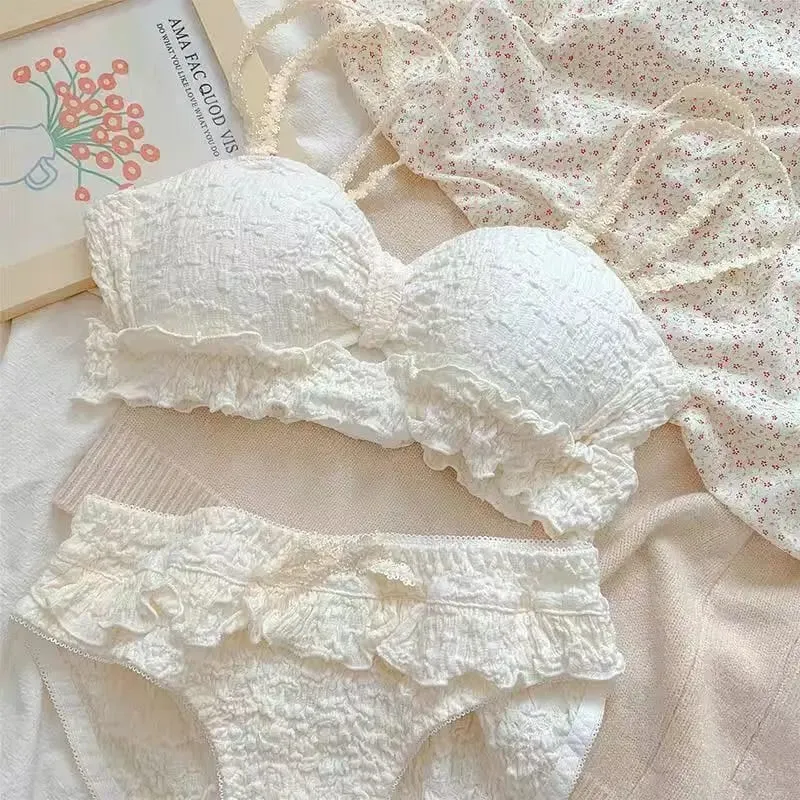 Pure Desire Lingerie Small Breasts Cute Lingerie Push-up Bra Set Students Comfortable No Underwire Anti-sag Not Empty Cup