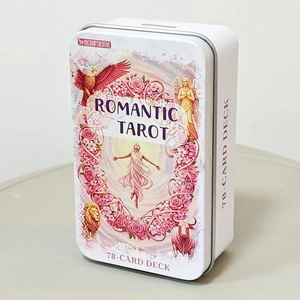 Pembe Romantik Fantezi Tarot Güverte Teneke Kutuda 11*6.2 cm 78 Kartlı Tam Güverte Talimat Kitabı Manevi Kehanet Oracle — image 4