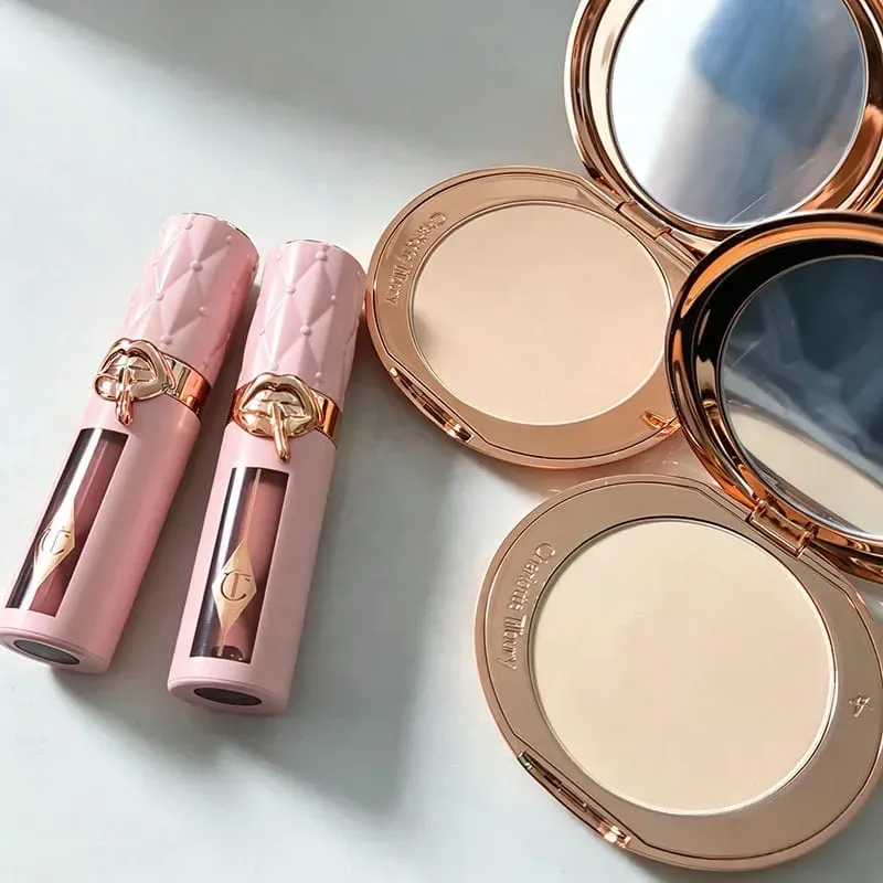 CT Makeup Set Fresh Breathable Shaping Spray Fine Texture Powder Small Gold Plate 2 Colors Powder Blusher Lip Gloss Cosmetics — image 3