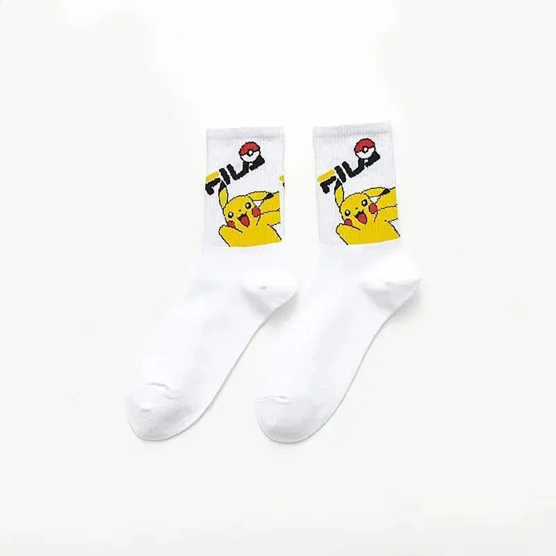 Pokemon Men's Fashion Trend Long Socks Cartoon Anime Figure Pikachu Eevee Gengar Unisex Athletic Harajuku Socks