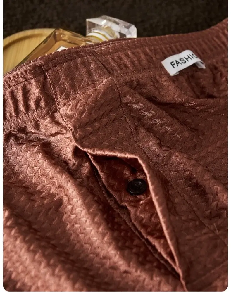 Confezione da 2 boxer da uomo in seta di ghiaccio a vita media, vestibilità ampia, estiva, alla moda, lucida, biancheria da notte, mutandine maschili — image 5