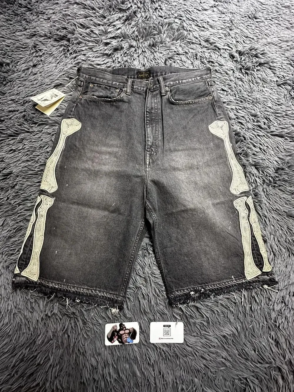 Gothic retro hot diamond denim shorts men's clothing street Harajuku Hiphop High High waiting jeans men's shorts casual pants — image 6