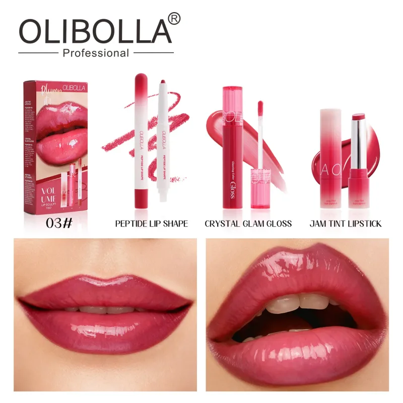 3PCS Lip Makeup Set Lip Liner Pencil + Glossy Lip Glaze + Mirror Shine Lipstick Long Lasting Waterproof High Pigment Lip Kit — image 8