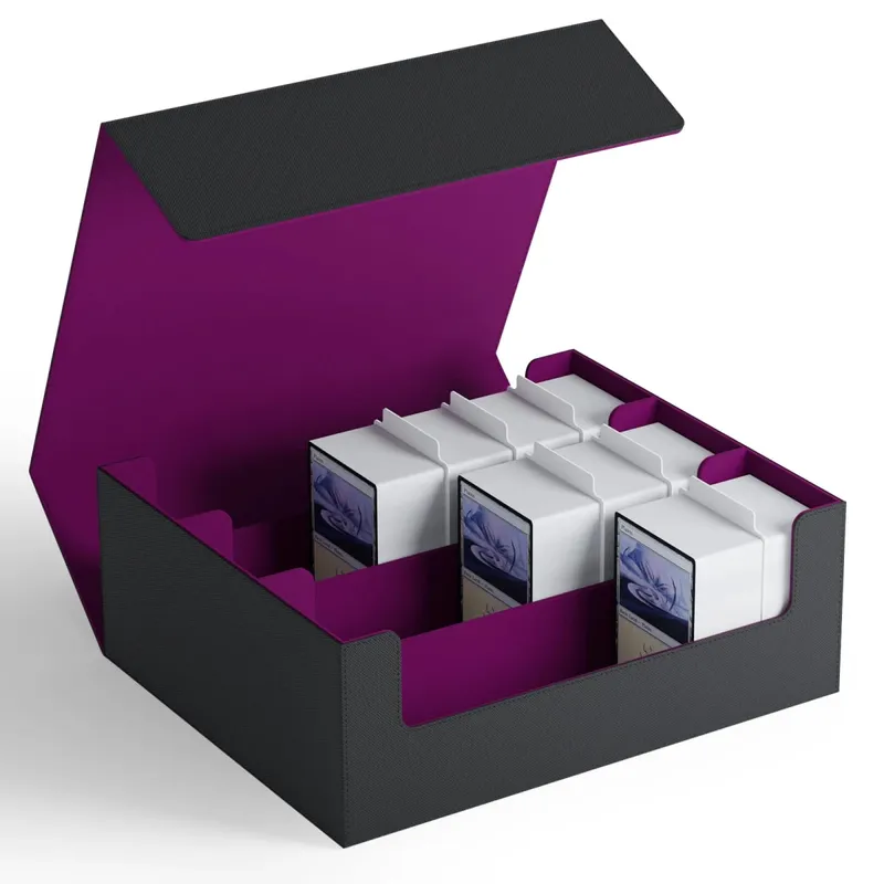 Trading Card Storage Box Can Hold 1800+ Single Decks Magnetic Closure PU Leather Card Box Fits for TCG Yugioh Cards