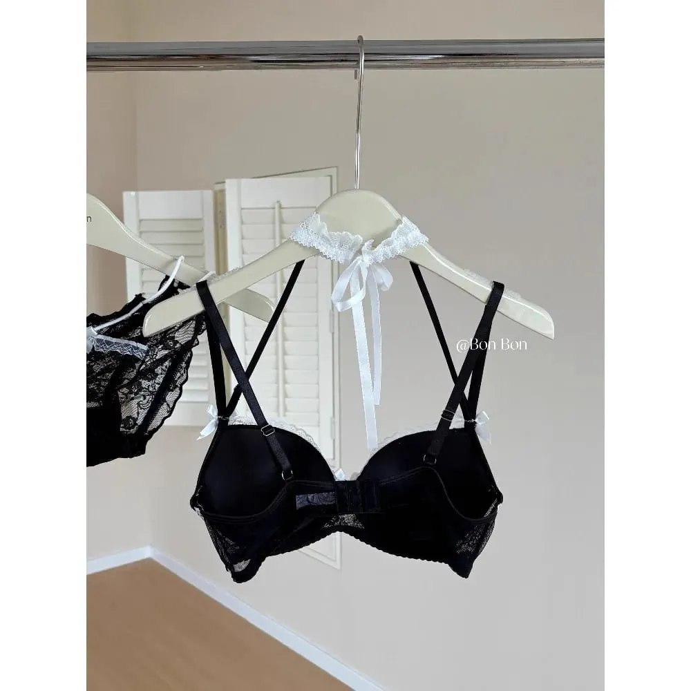 French Romantic Halter Neck Lace Bra Set Women Push‑Up Support Soft Stretchy Lingerie Underwear Small Bustセクシーな S-XL — image 3