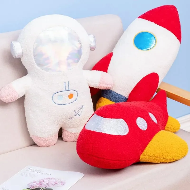 Hot 58cm Plush Rocket Astronaut Toy Stuffed Spaceship Throw Pillow Home Decor Birthday Gift Space Discovery Educational For Kids — image 2