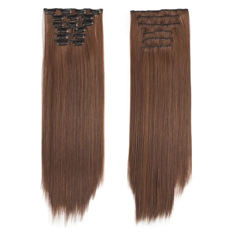 Synthetic Clip in Hair Extensions 6 Pcs/Set 16 Clips Long Straight Hairpieces Clip On Hair Extension for Women Blonde — image 10