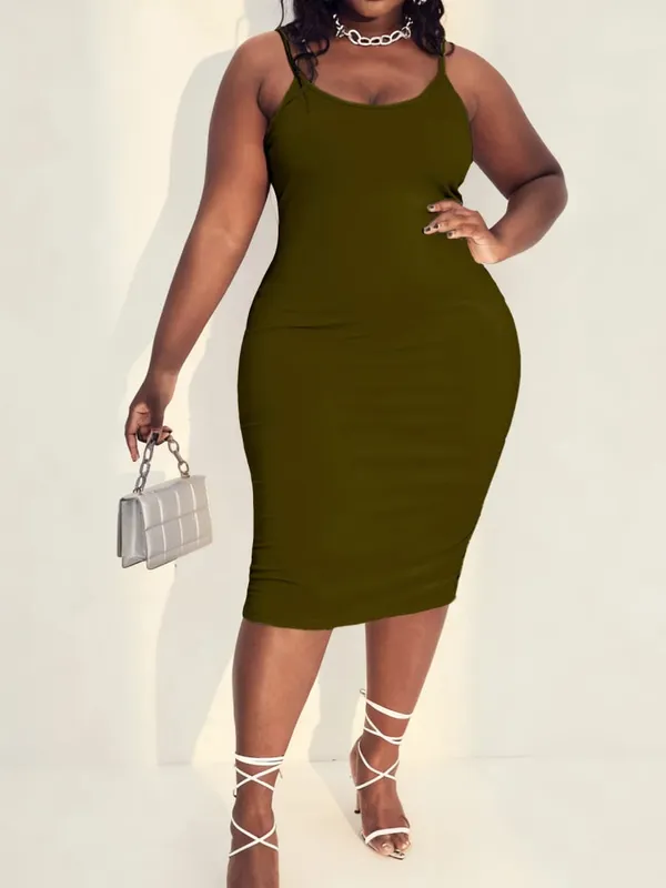 Đồng bằng Rắn Cổ thấp Chiều dài trung bình Hình bóng Phạm vi màu rộng Plus kích thước Đan dây đeo Spaghetti Đầm maxi Thân thiện với làn da Sự thoải mái Hiện đại Thời trang giản dị Tất cả các mùa Mặc hàng ngày Váy không tay cho phụ nữ có đường cong — image 8
