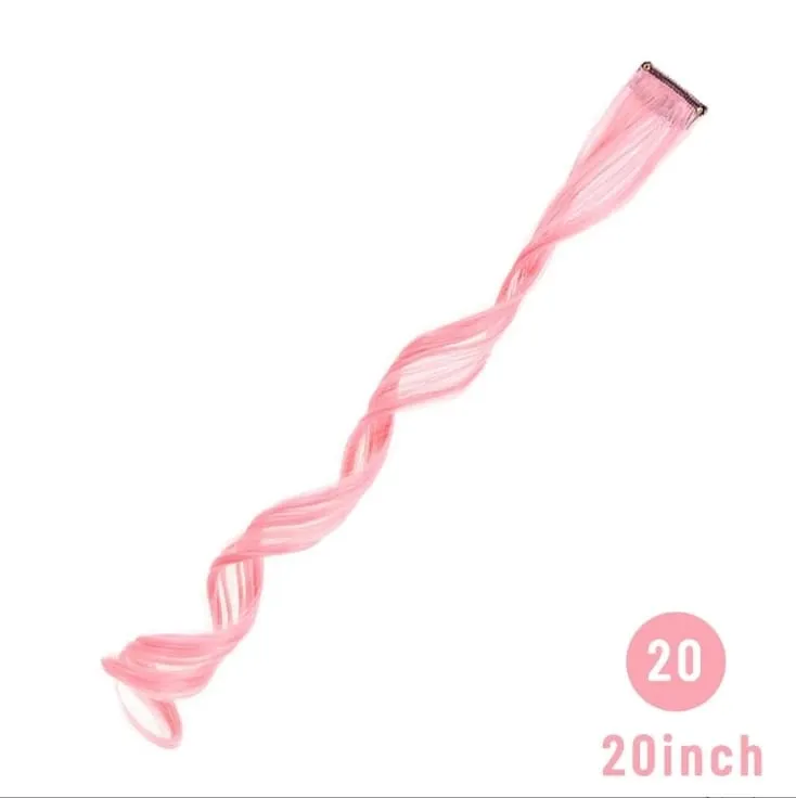 Colorful Hair Extensions Curly One Clip in Synthetic Long Hairpiece For Girls Women Kid Multi-colors Party Highlights Wig Piece — image 17