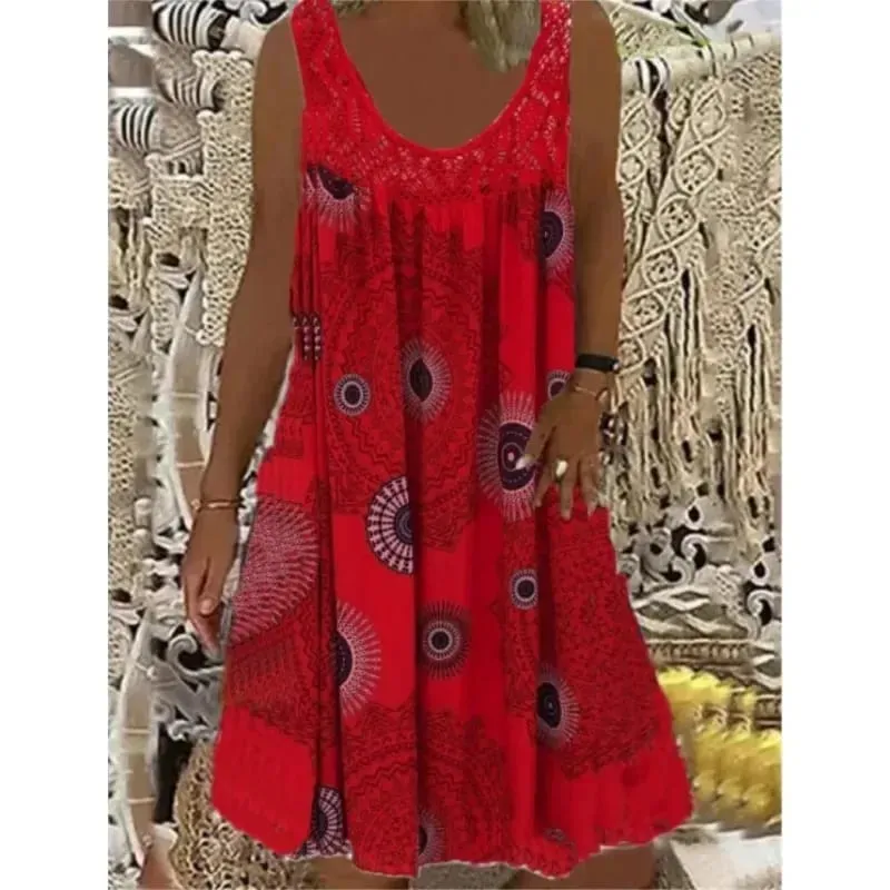 Damen-S-5XL-Größe, digital bedruckt, schulterfrei, sexy Leibchen, locker sitzendes Kleid, Spitze, Freizeitkleid, Sommerkleid — image 4