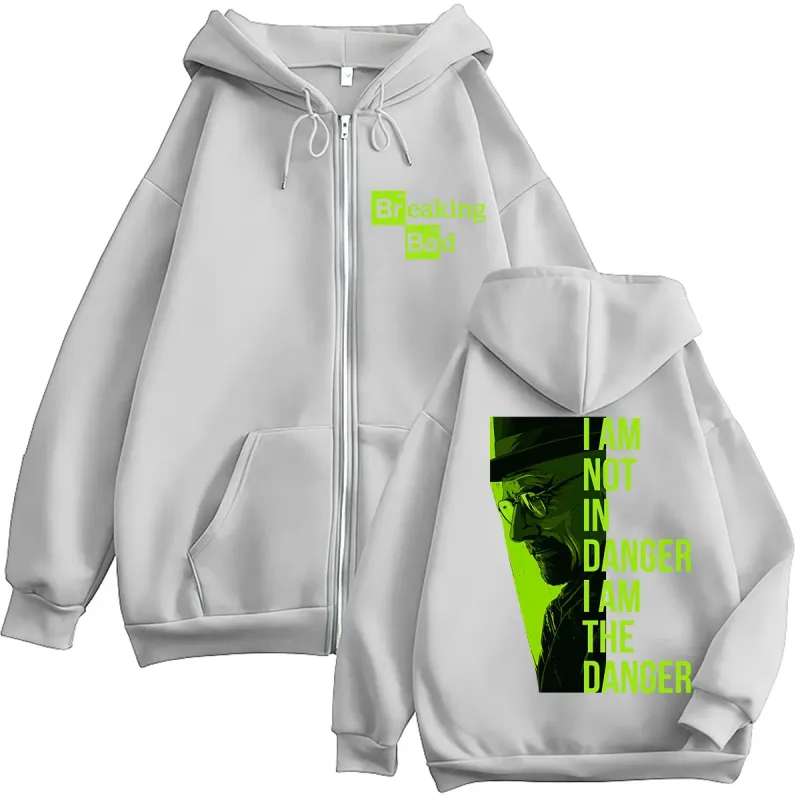 TV Series Breaking Bad Heisenberg Zip Up Hoodies I Am Not Danger I Am The Danger Men Women Tracksuit Loose Autumn Casual Coats — image 9