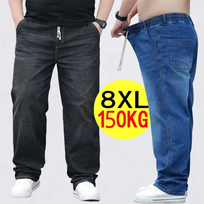 8XL Oversized Jeans For Men Elastic Waist Loose Fit Comfortable Denim Pants Plus Size 150KG Casual Streetwear Trousers New — image 2
