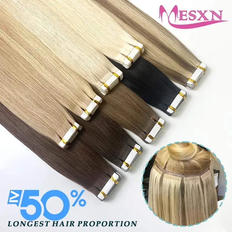 High Quality Tape in Extensions 100% Human Hair Invisible SKin Weft 12"-22" inch 613 color Adhesive Real Natural Hair For Women — image 2