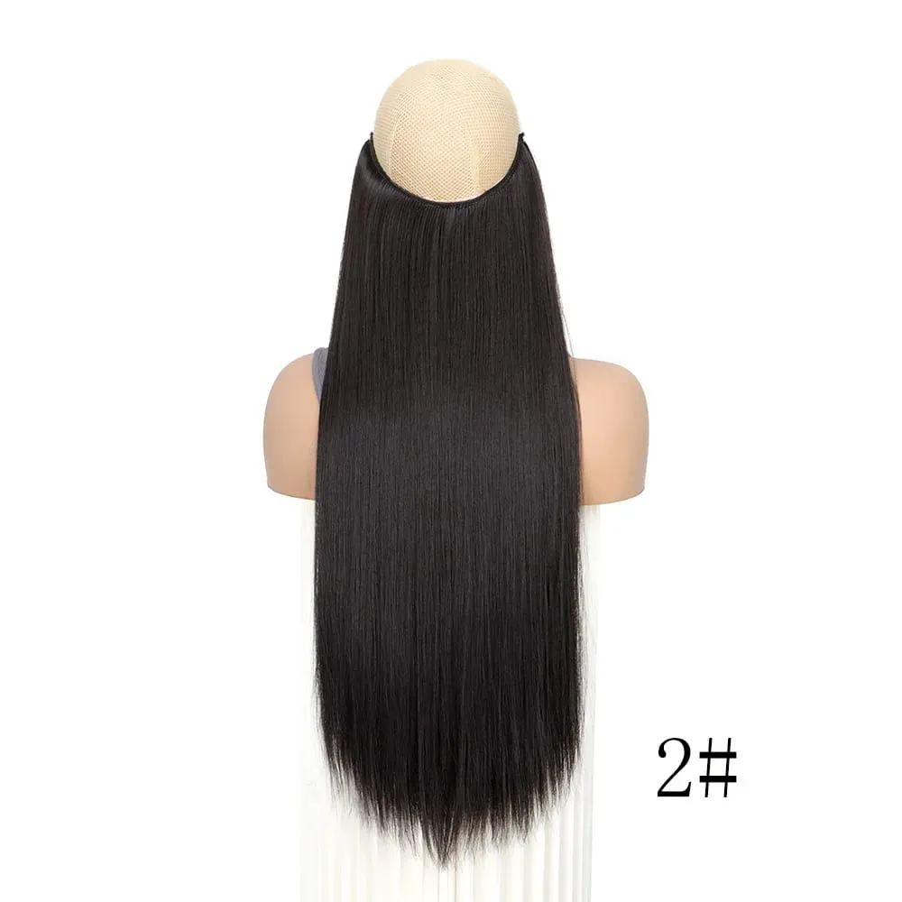 Straight Hair Extension with Invisible Synthetic Natural Straight Hairpiece for Women Long Straight Hair Piece with Fishing Line — image 14