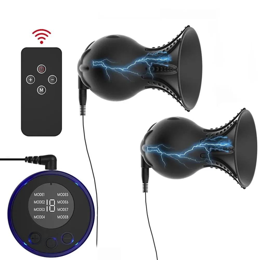 Nipple Sucker Clamps Electro Stimulator Nipples Pussy Breast Clit Masturbator Breast Enlarger Sex Toy Bdsm Tool Electric Shocker — image 1