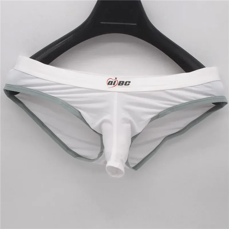 Men's Erotic Briefs Elephant Nose Open Sheath Bikini Gay Sexy Thin Ice Silk Penis Bulge Separate Elastic Quick Dry Sports Tangas — image 2