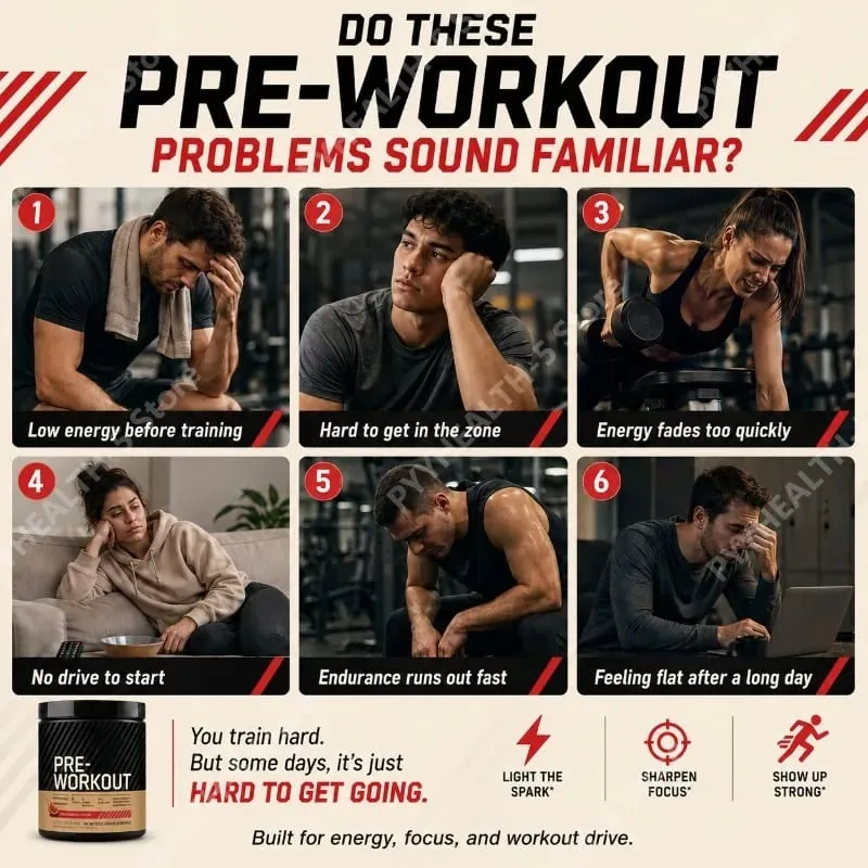 Pre Workout Powder with Creatine Beta Alanine L Citrulline Tyrosine Caffeine Energy Endurance Focus Support 300g 30 Servings — image 4