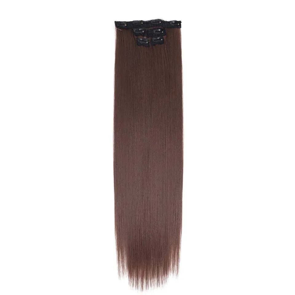 Long Straight Hairstyle 8 Clips In Hair Extensions Blonde 60CM Natural Synthetic Hair Daily Use Hairpiece Fake Hair — image 14
