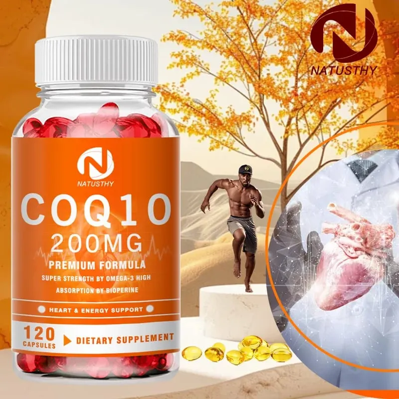 COQ10 Coenzym Q10 200mg til energi Antioxidant Kardiovaskulær Hjernesundhed Naturlig ikke-GMO