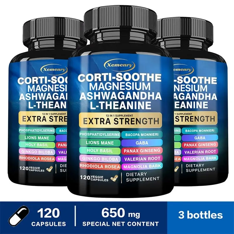 Corti-Soothe Cortisol Supplement with Magnesium Ashwagandha L-Theanine - Manage Stress Maintain Calm & Support Adrenal Health