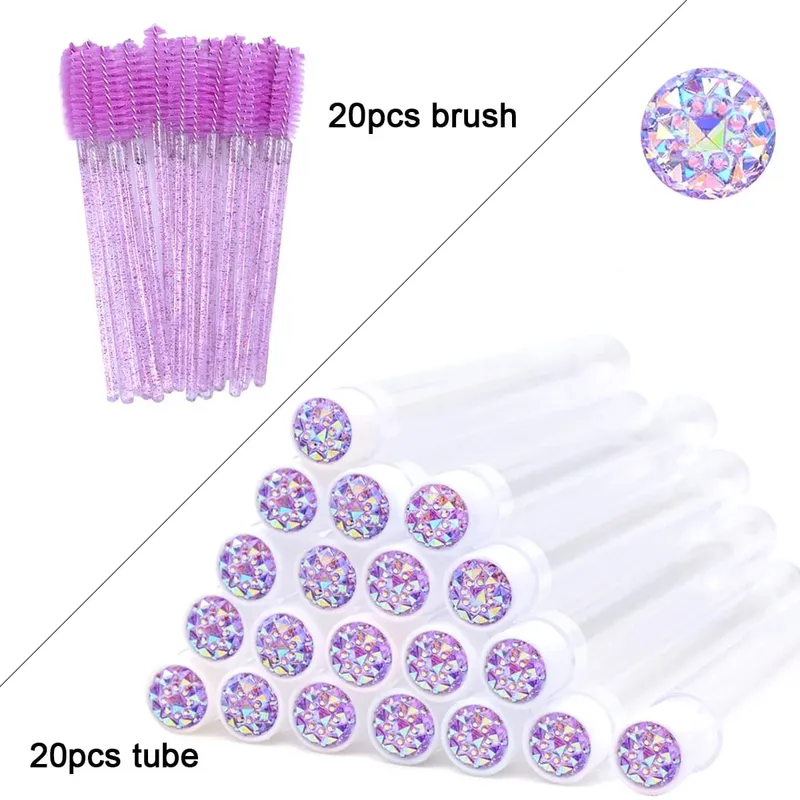 20Pcs Eyelash Brush Tubes With Crystal Lash Mascara Wands Eyebrow Comb Spoolies Container Lash Brush Applicators Makeup Tools — image 14