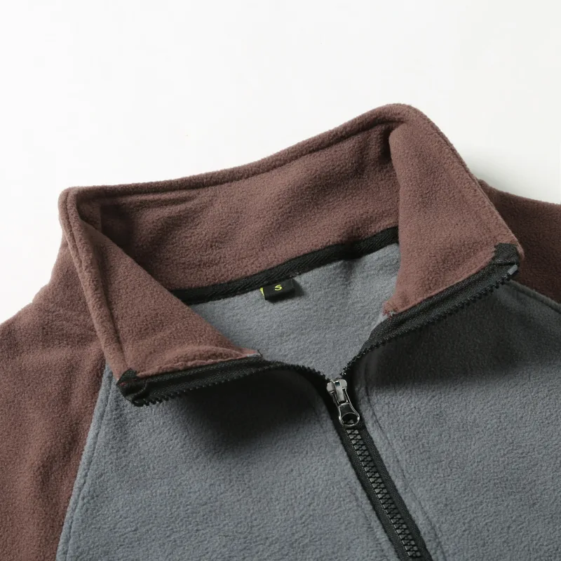 Autumn Winter Men's Fleece Hoodies Half Zipper Patchwork Pullover Coats Men Fashion Outdoor Warm Sweatshirts Male Casual Hoodies — image 2