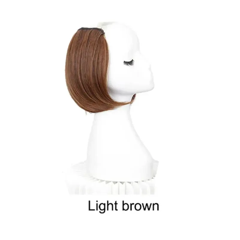 8Inch Synthetic Short Straight Internal Buckle V-shaped Half Head 4Clips Hair Extension Invisible Hairpiece for Women — image 8