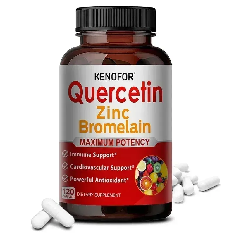 Zinc Quercetin + Bromelain 120 Vegetarian Capsules - Zinc Supplement for Antioxidant Immune Cardiovascular Zinc for Men & Women