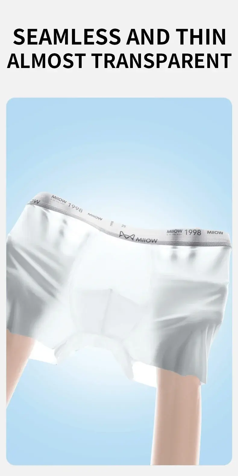 MiiOW 3Pcs Ice Silk Men Underwear Boxers Breathable Ultra-thin Mens Underpants Antibacterial Mens Panties Man Boxershorts Briefs — image 11