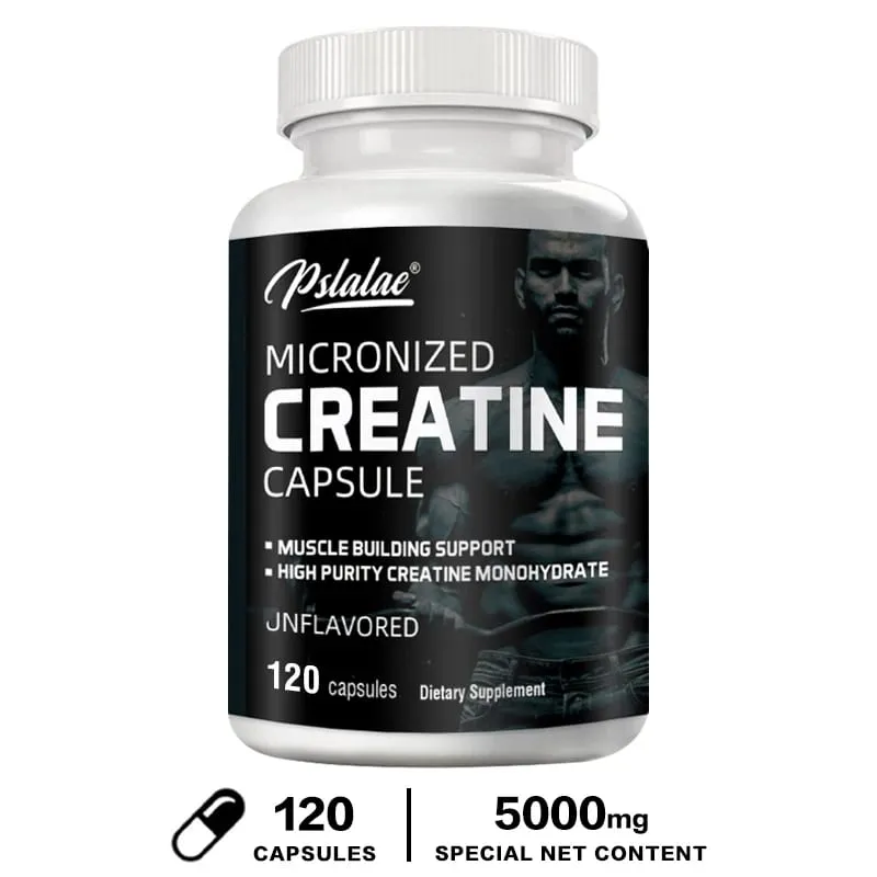 Micronized Creatine Powder (5000 Mg) Creatine Monohydrate Powder Unflavored Ketogenic Friendly Non-GMO 120 Capsules