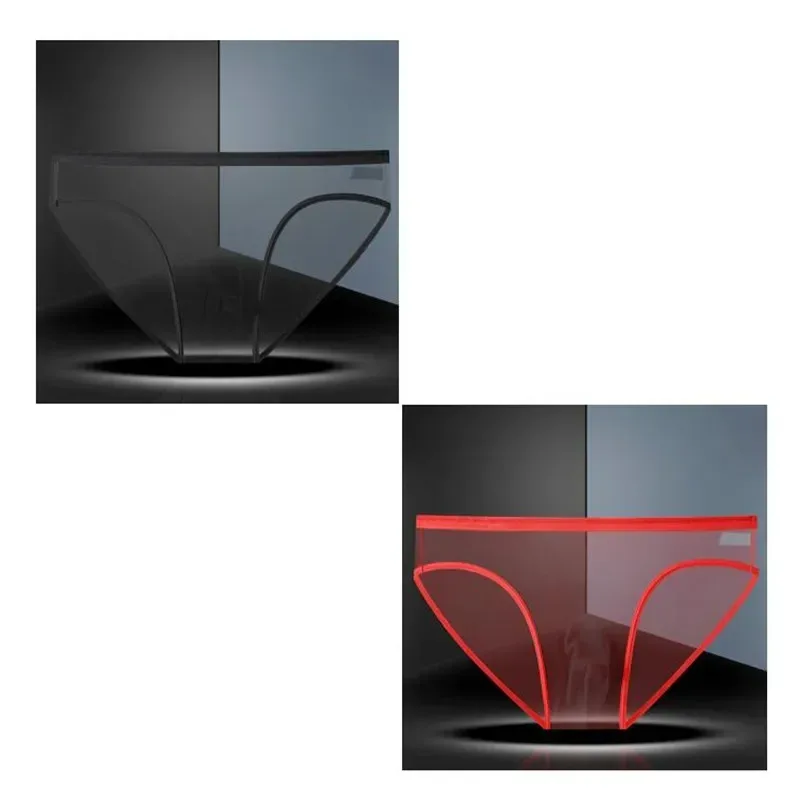 Transparent Underwear Hot Man Pants Ultra-thin Perspective Mid-rise Male Mesh Slips Homme Panties Plus Size
